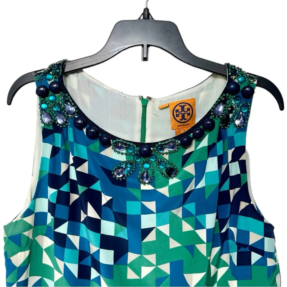 Tory Burch Embellished Silk Sleeveless Blouse‎ Size 4